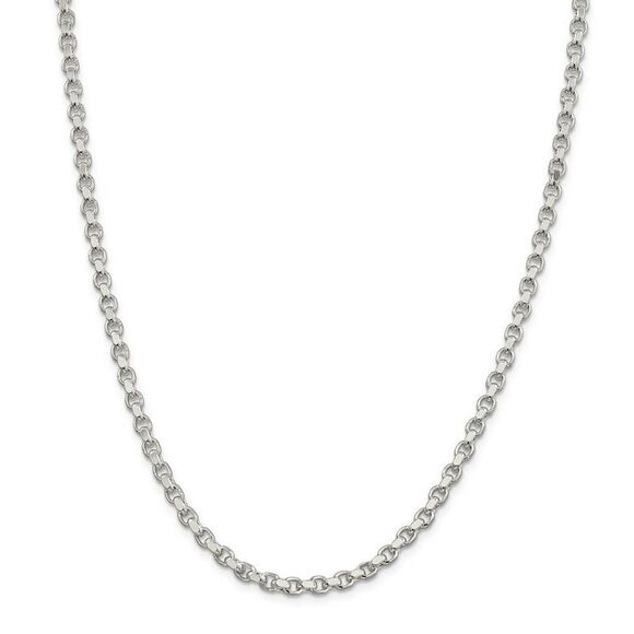 4mm, Sterling Silver Solid Diamond Cut Rolo Chain Necklace, 20 Inch - Picture 3 of 8